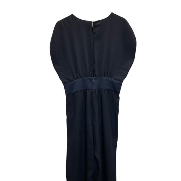 ZARA Jumpsuit SZ S Navy Blue Sleeveless Frilled Leg Sash Waist Ankle Length - Picture 12 of 14